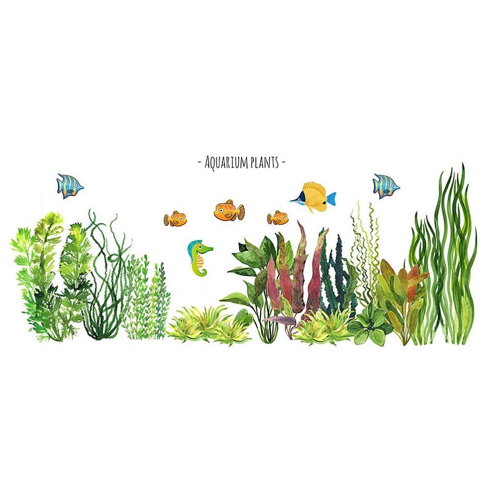 Aquatic Fish Seaweed Wall Sticker PVC Lovely Removeable Undersea Kid Wall Decals Baby Kid Room Nursery Kindergarten Wallpaper Wall Art Decor