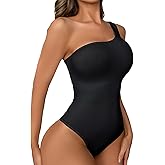 SOLY HUX Bodysuit for Women One Shoulder Tummy Control Shapewear Seamless Thong Body Shaper
