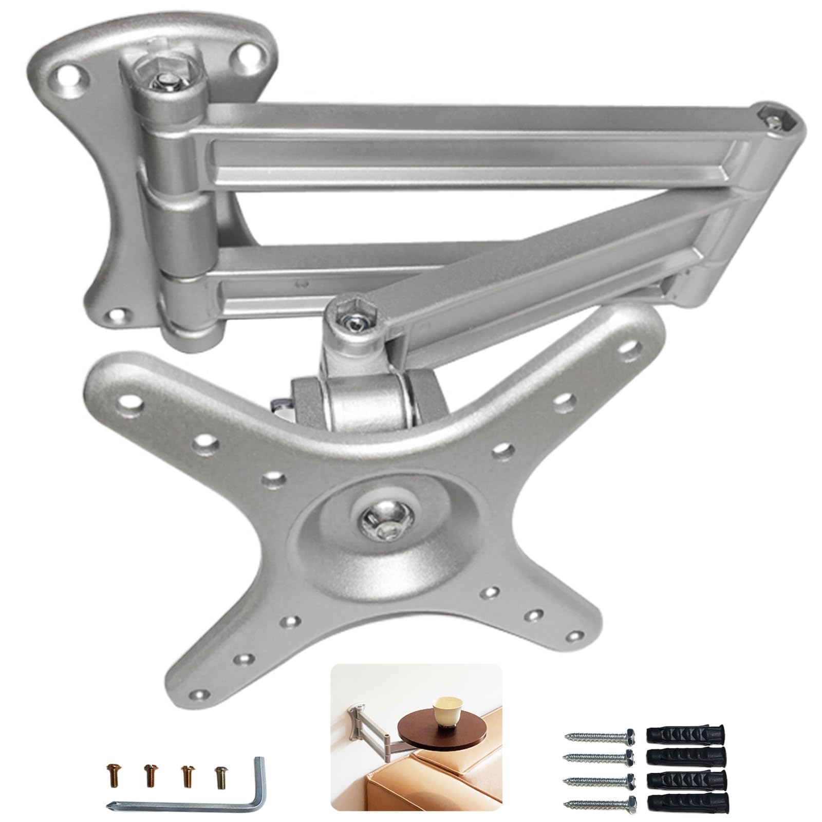 Photo 1 of ANTEISI Bedside Shelf Wall Mount Tea Table Folding Brackets,Floating Nightstand Retractable Folding Hinges,Narrow Side Table Retractable Bracket,Suitable for Living Room,Bedroom,Study,Bathroom,Etc