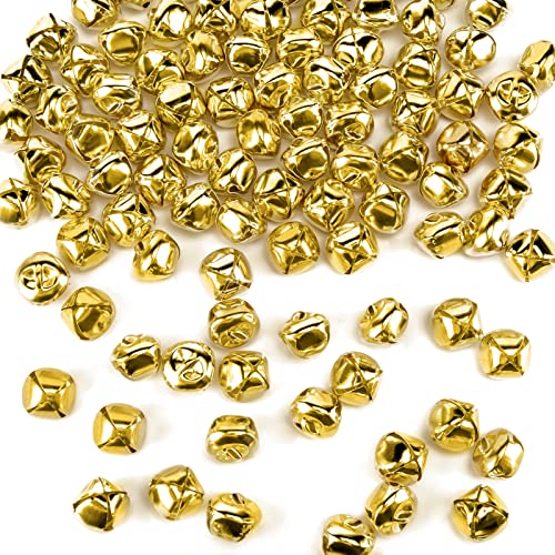 MCPINKY Craft Bells Bulk, 300PCS Gold Bells Jingle Bells for Christmas DIY Home Decoration