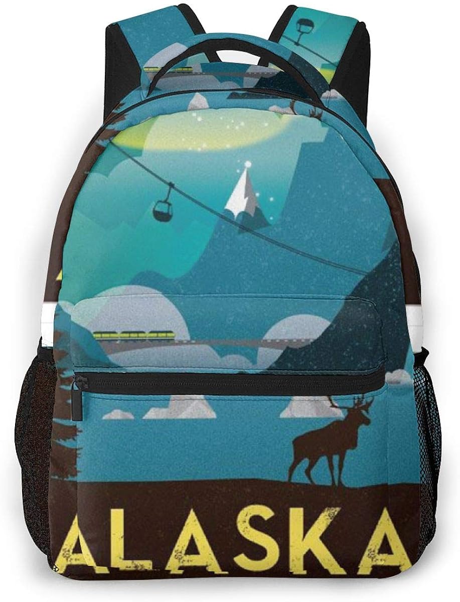 Awesome Alaska Moose Posters Unisex Backpacks With Adjustable Padded