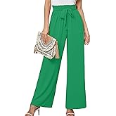 Heymoments Women's Wide Leg Lounge Pants Lightweight High Waisted Palazzo Adjustable Tie Knot Flowy Trousers with Pockets