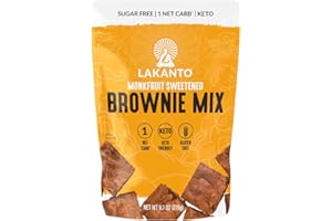 Lakanto Sugar Free Brownie Mix - Sweetened with Monk Fruit Sweetener and Erythritol, Keto Diet Friendly, Delicious Dutched Cocoa, High in Fiber, Low Net Carbs, Gluten Free, Easy to Make Dessert (Pack of 1)
