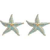 Bold Starfish Stud Earrings for Women, Unique Ocean Themed Big Sea Star Statement Earring Jewelry Gifts for Summer Beach Party Everyday Wear