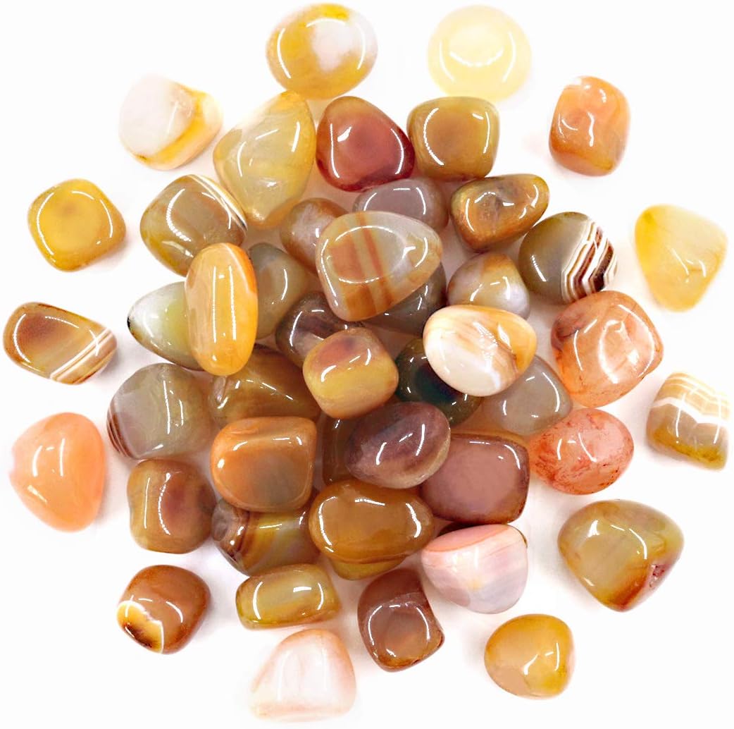 Vase Fillers - Hilitchi Yellow Agate Stone Tumbled Stones for Plants Cacti & Succulents Bedding, Vase Filler, Landscape Bottom Decoration (About 1lb(455g)/Bag)