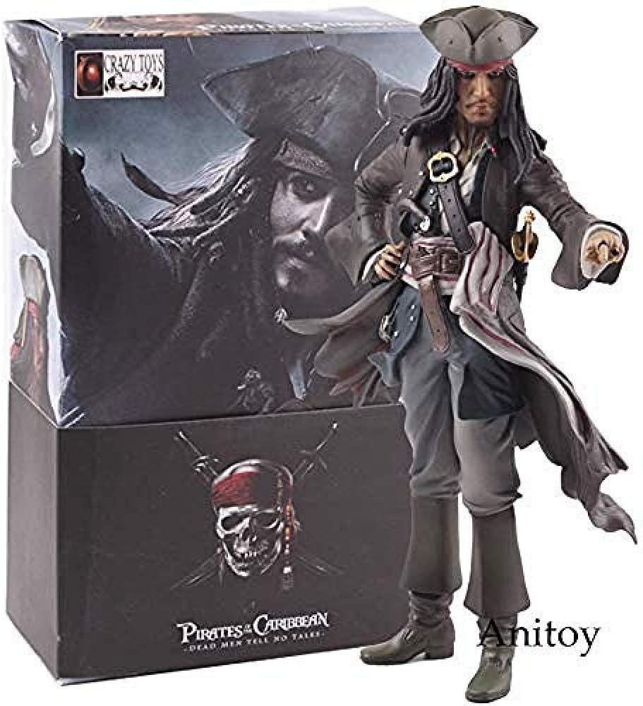 WXxiaowu Crazy Toys Pirates of The Caribbean Dead Men Tell No Tales Captain Sparrow Ation Figures in PVC Collection Model Toy