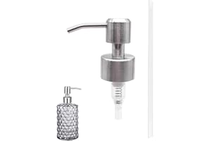 Qancekoo Reusable Soap Dispenser Pump Head 304 Stainless Steel Brushed Finish Pump Lotion Head 28/400 (26-28mm) Neck Size Rep
