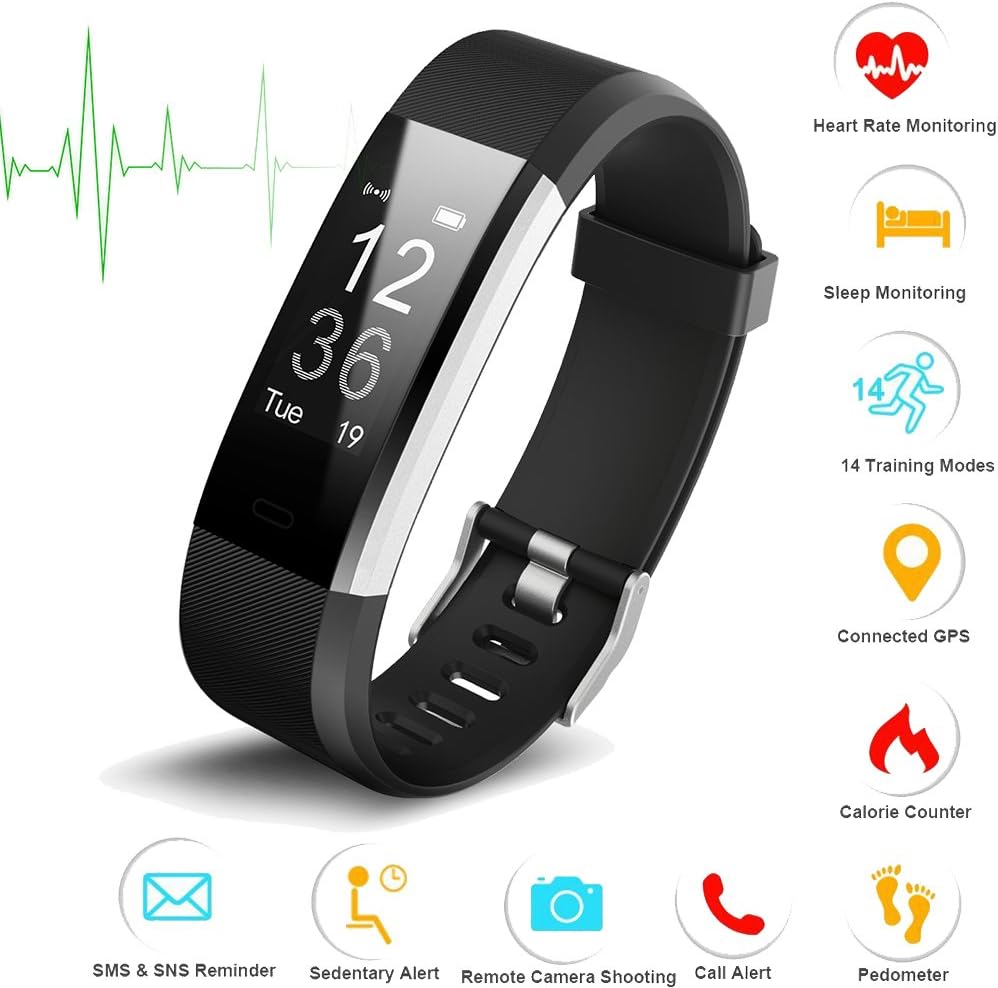 Heart Rate Fitness Tracker Watch - IdooSmart Activity Trackers With 14 Sports Mode/connected Gps/sleep Monitor,Bluetooth Pedometer Wristband For Android Phone And Ios