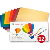 Stockmar Decorating Natural Beeswax Large Sheets - Box of 12 Assorted Colors, Waldorf Art Supplies, Candle Decorating Wax