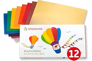 Stockmar Decorating Natural Beeswax Large Sheets - Box of 12 Assorted Colors, Waldorf Art Supplies, Candle Decorating Wax