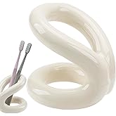 DODAMOUR Toothbrush Holder, Knot-Shaped Minimalist Toothbrush Storage, Ceramic Stylish Toothbrush Organizer, Decorative Stand for Bathroom Sink and Countertop (White)