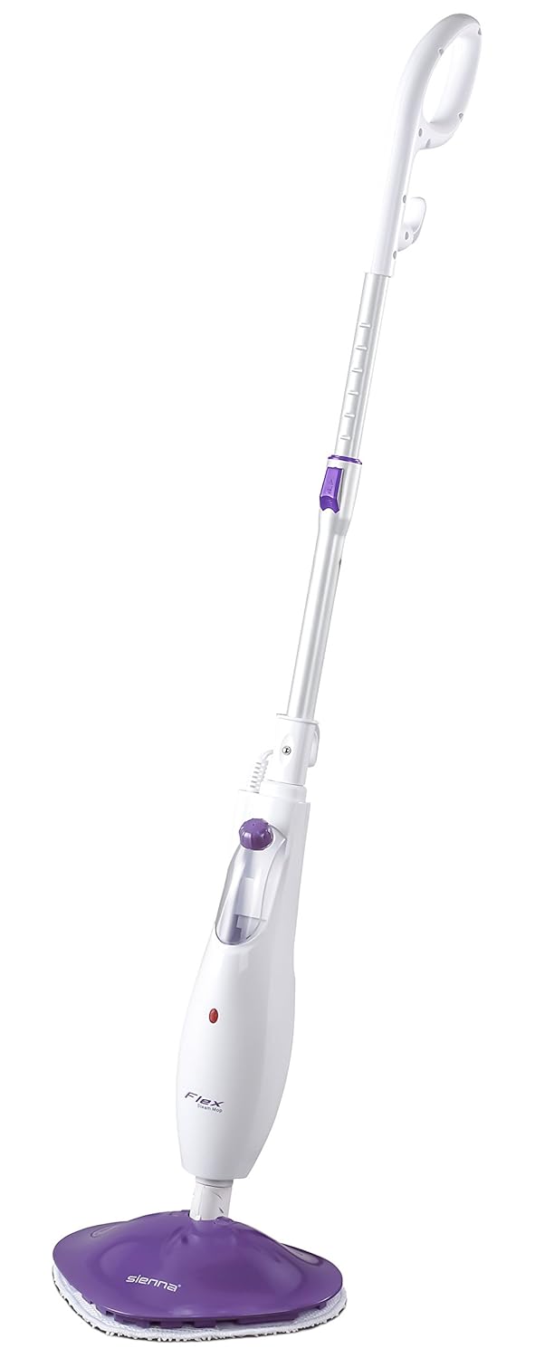 Sienna Flex Steam Mop and Steam Cleaner | Superheated Vapor Kills Bacteria and Sanitizes | Adjustable Height Pocket Mop with 2 Washable Microfiber Cleaning Pads