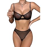 Lilosy Sexy Mesh Sheer Underwire Push Up Lingerie Set Lingerie Set