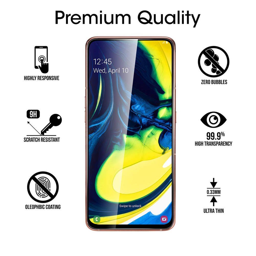 UCMDA Verre Trempé pour Samsung Galaxy A80, [Lot de 2] [Couverture Complète] Anti Rayures Glass Film Protection en Vitre Trempé Protecteur écran pour Samsung Galaxy A80