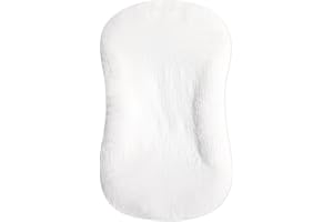 HOOYAX Muslin Baby Lounger Cover Soft Organic Cotton Slipcover Fits Newborn Lounger for Baby Boys and Girls (White)