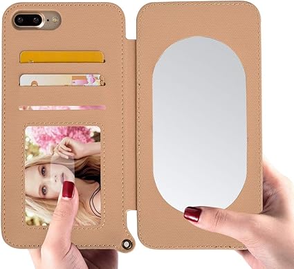 Amazon Co Jp Iphone8ケース アイフォン8ケース Iphone Case スマホケース 携帯カバー ケース アイフォンケース 鏡付きケース カード収納 オシャレ 高級感 彼女 女性 プレゼント 取り出し易い ネックストラップ付き 可愛い充電ケーブルプロテクター付き Iphone8