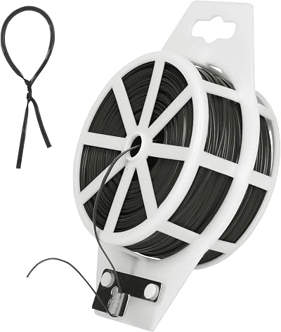 tenn well Garden Wire with Cutter 328 Feet Plant Twist Ties Black