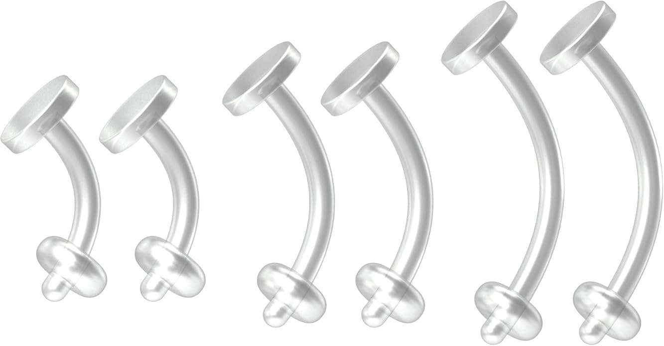 6pc 16g 1.2mm Bioflex Belly Button Retainer Keepers Clear Invisible