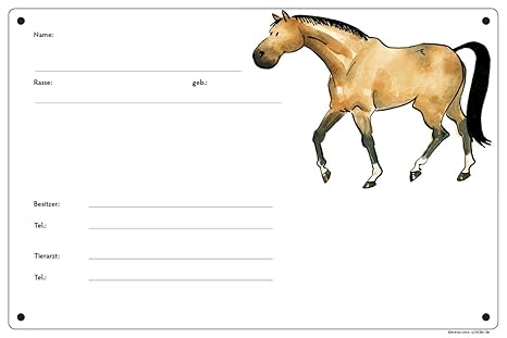 Boxenschild / Stalltafel 'Braunpferd' (Vollblut / Warmblut / Pony)
