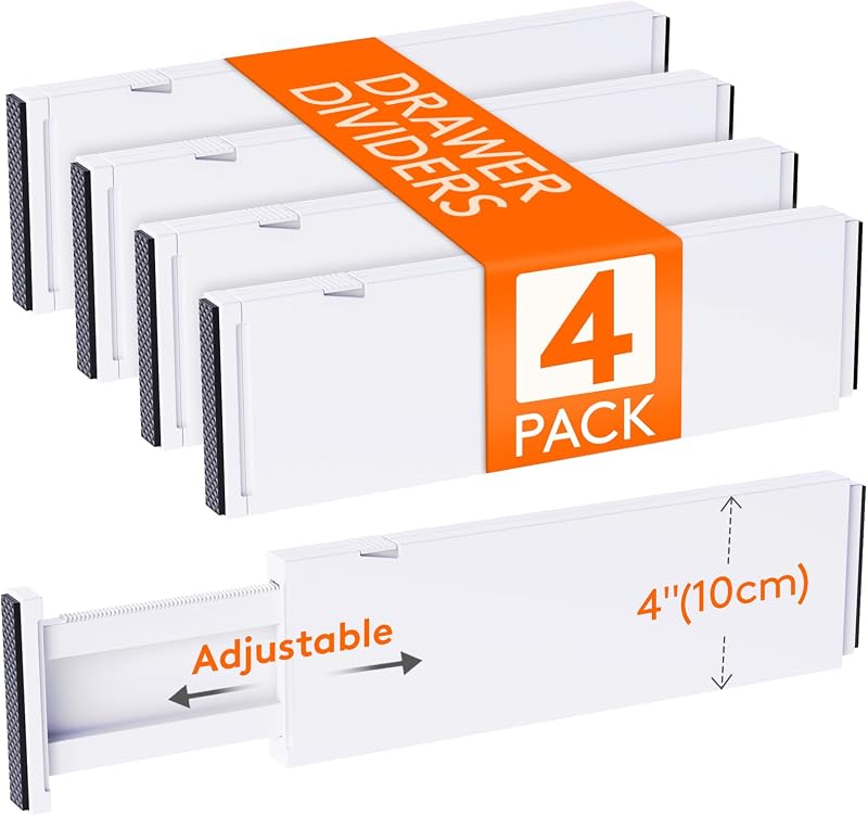 Lifewit 4 Pack Drawer Dividers 4in High Adjustable 13.5-22in Expanding