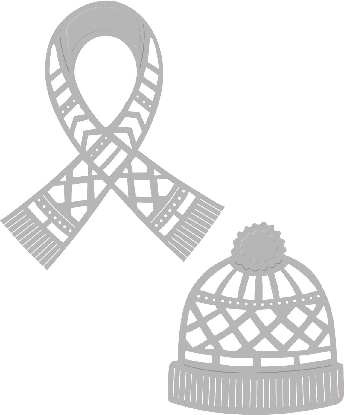 Sweet Dixie Scarf & Hat Die, Metal, Grey, 23.2 x 12.8 x 0.8 cm