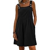 Ekouaer Womens Overalls Summer Rompers Sleeveless Short Jumpsuits Casual Beach Vacation Outfits with Pockets