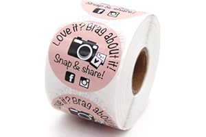 Littlefa Snap Share with Camera Design Thank You Stickers,Bakeries Stickers,Handmade Stickers,Small Business Stickers, Envelopes Stickers, Gift Bags Packaging 500 PCS