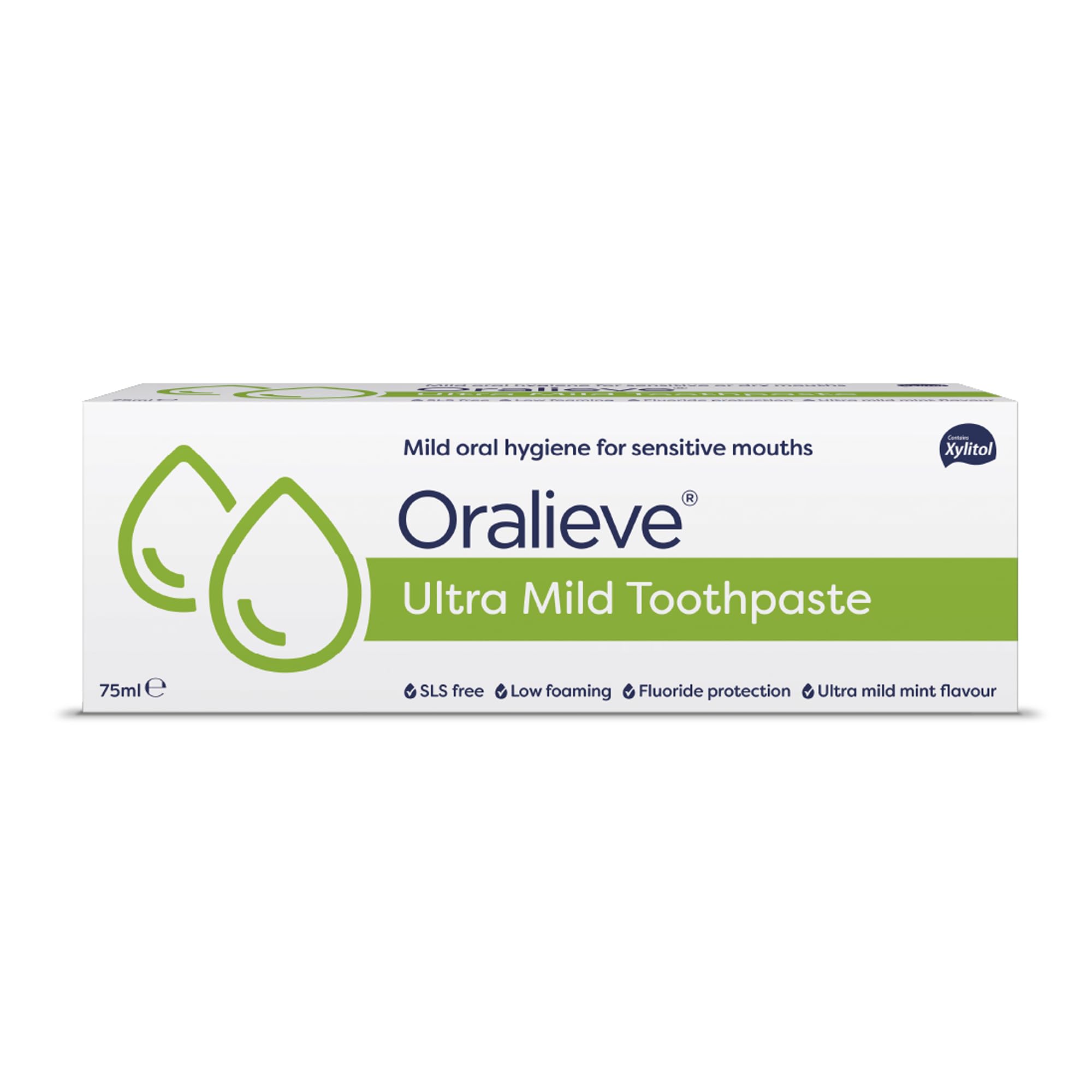 Oralieve Ultra Mild Toothpaste (1 x 75ml), SLS-Free Formula for Sore, Dry, Sensitive Mouths with Fluoride & Xylitol – Genuine Oralieve Toothpaste