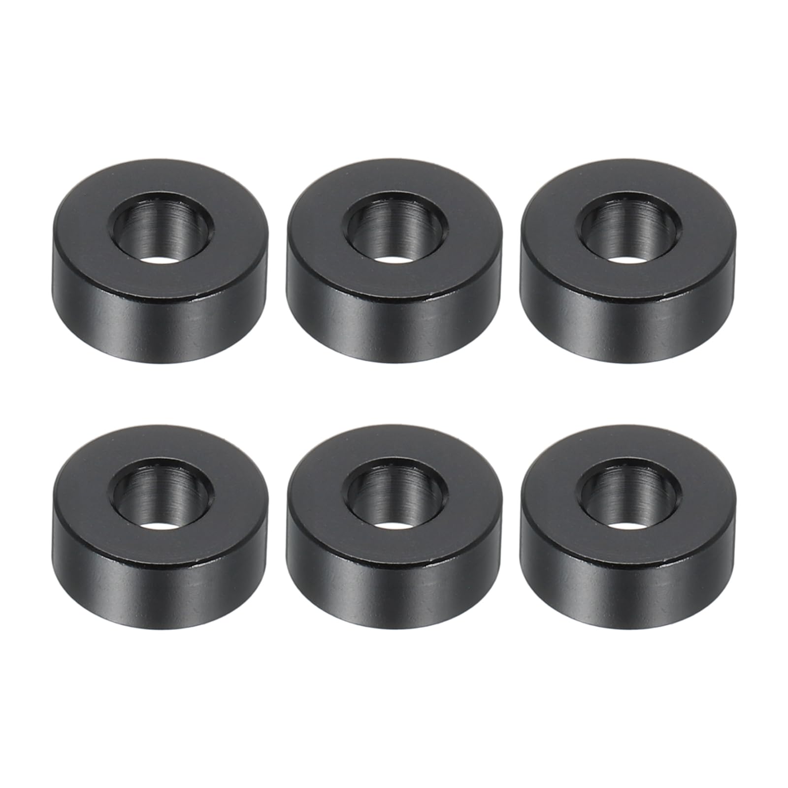 PATIKIL M5 Aluminum Spacers, 6 Pcs Metal Spacers Aluminum 5.2mm ID x 12mm OD x 5mm L Aluminum Spacer Screw Standoff Round for 1/5" or M5 Screw Bolts,Black