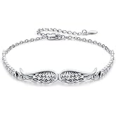 OHAYOO Angel Wings Bracelet Vintage Sterling Silver Bracelet for Women Men Adjustable Wings Bracelets Inspirational Guardian Angel Bangle Bracelets Jewelry Gifts for Women Men