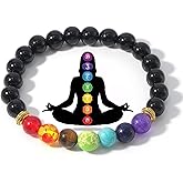 7 Chakra Healing Stone Bracelet for Women,Healing Obsidian Beaded Stretchy Bracelets for Women;Anxiety protection bracelet