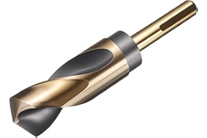 uxcell 1-3/16" Drill Bit 1/2" Reduced Shank 3-Flat M35 5% Cobalt High-Speed Steel Twist Black and Gold Finish 135° Bits for Hard Metal Stainless Steel,1pcs