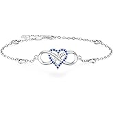 BlingGem Anklets for Women 925 Sterling Silver Infinity Hear Ankle Bracelet Cubic Zirconia Rose Gold Summer Beach Stylish Foot Chain Summer Vacation Jewelry Gift for Mom Women