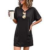 Dokotoo Women's Casual Short Sleeve T-Shirt Dress Loose Fit Shift Tunic with Pockets