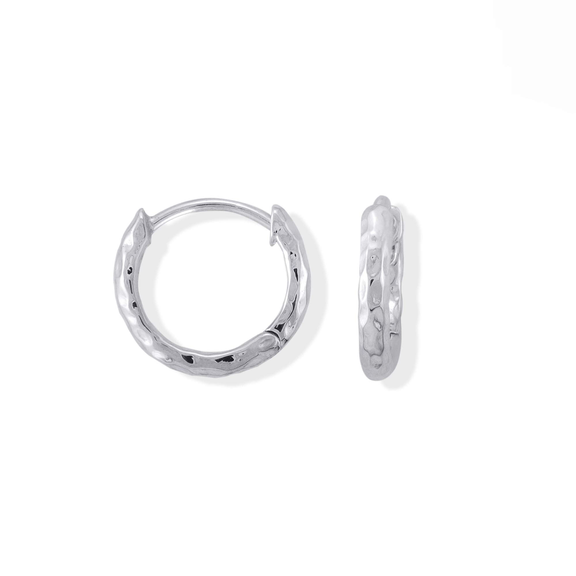 BomaJewelry Sterling Silver Textured Huggie Hoop Earrings