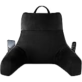 IPYNBAP Back Pillow for Bed Sitting up, Reading Pillow for Sitting in Bed Adult, Back Support Pillow, Memory Foam Sit up Lounge Backrest Pillow with Arms for TV, Couch, Chair, Dorm, 18 Inch, Black