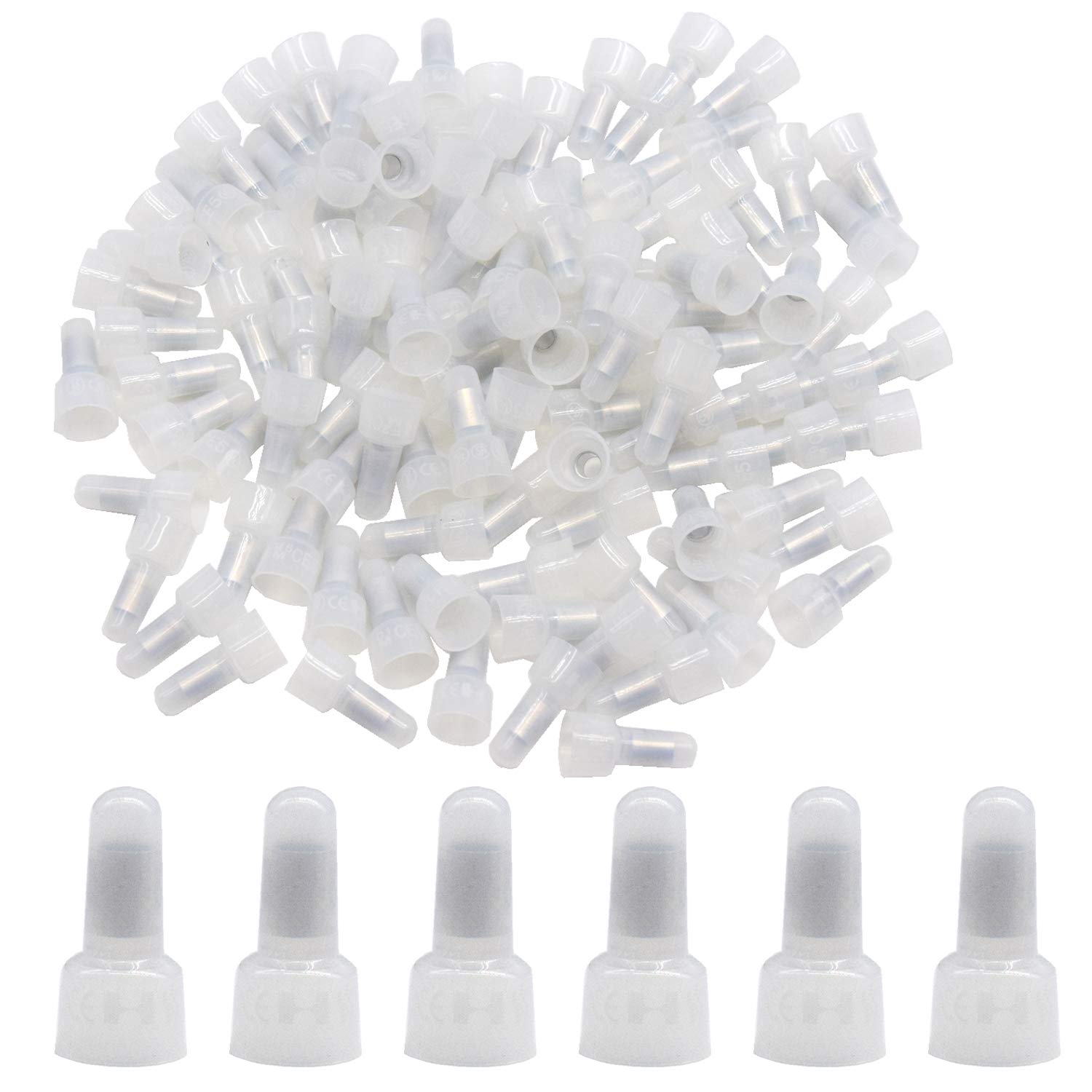 CEEYSEE 100Pcs Closed End Wire Connectors Nylon Crimp Caps Crimp Closed Line Splice Terminals Connectors (CE5)