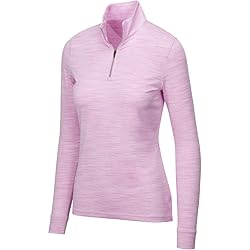 Greg Norman L/s Heathered Mesh 1/4-zip Mock, Bloom