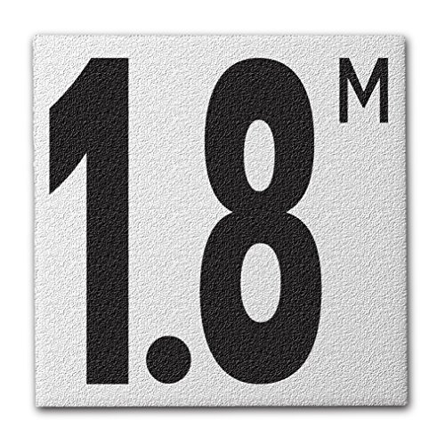 Ceramic Swimming Pool Deck Depth Marker " 1.8 M " Abrasive Non-Slip Finish, 5 inch Font