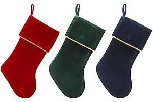 Etistta Classic 20 inch Velvet Christmas Stockings, Christmas Decor Soft Velvet Stockings for Christmas Fireplace Decorations (Red, Navy, Green)