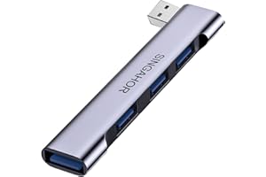 SINGAHOR USB Hub for Laptop, USB 3.0 Hub 4-Port, 5Gbps USB Splitter for Laptop, Windows, MacBook, PC, Flash Drives, HDD, Printer, Keyboard, Mouse (Right-Side USB Hub)