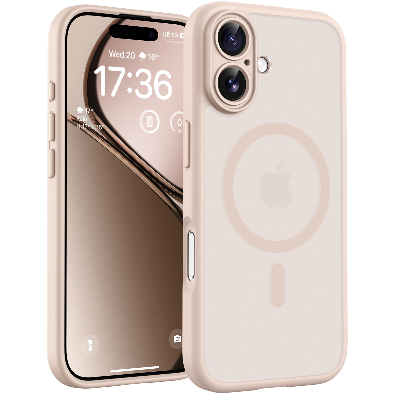 Photo 1 of TOCOL for iPhone 17 Case, Full Camera Protection, Built-in Magnetic Ring, Compatible with Magsafe Charger, Drop Protection, Translucent Matte Phone Case for iPhone 17 6.3 inch (Desert)
