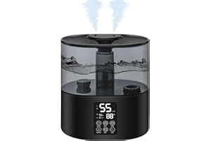 COOLFIQU 3L Humidifiers for Bedroom And Plants, Ultrasonic Cool Mist Humidifiers for Baby home Mist Top Fill Desk Humidifiers Essential Oil Diffuser, Quiet Humidifiers with Adjustable Mist,360°Nozzle-Black