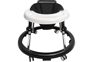 AIRLYA-LIFE Baby Walker, 9-Gear Height Adjustable Baby Walker with Wheels, Foldable Infant Toddler Walker with Foot Pads, Baby Walkers and Activity Center, Baby Walker for Baby Boys and Baby Girls 6-24 Months