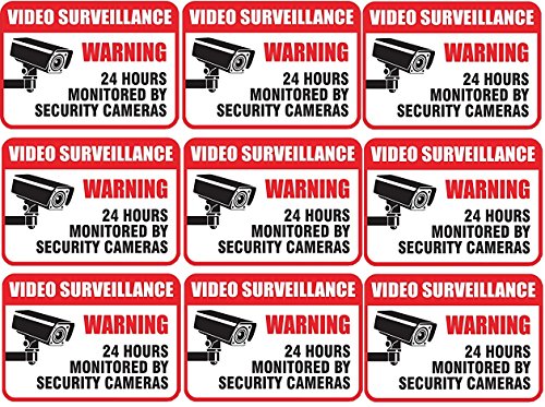 (9 pack) self adhesive video surveillance sign vinyl de…