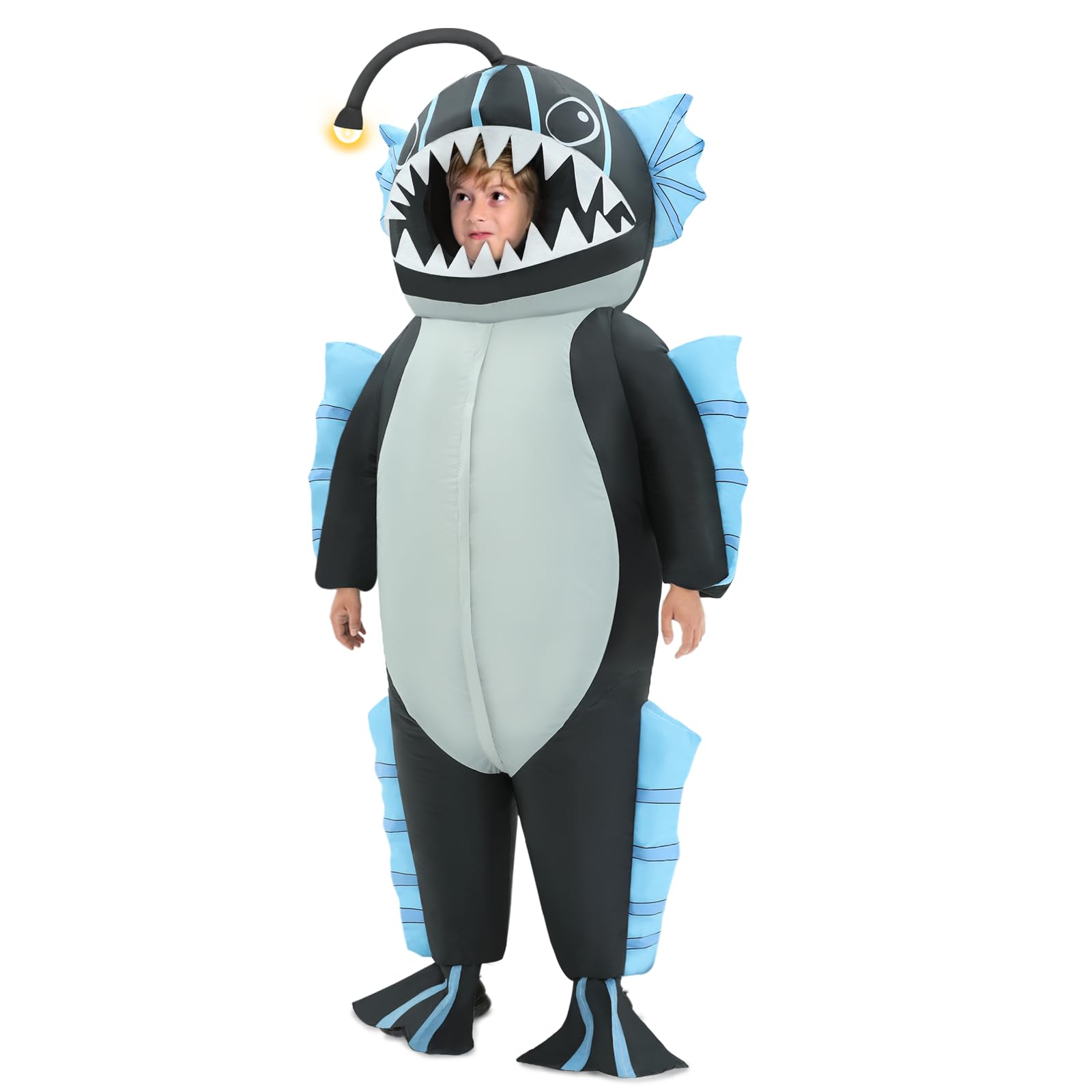 Poptrend Inflatable Costume Anglerfish for Adult Kids, Halloween Anglerfish Costume Men Wome Funny Halloween Fancy Dress Blow up Costumes for Party Cosplay (Kids)