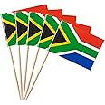 GentleGirl 100 Pcs South Africa Flag South African Toothpick Flags Small Mini South African Cupcake Toppers Stick Flags Decorations