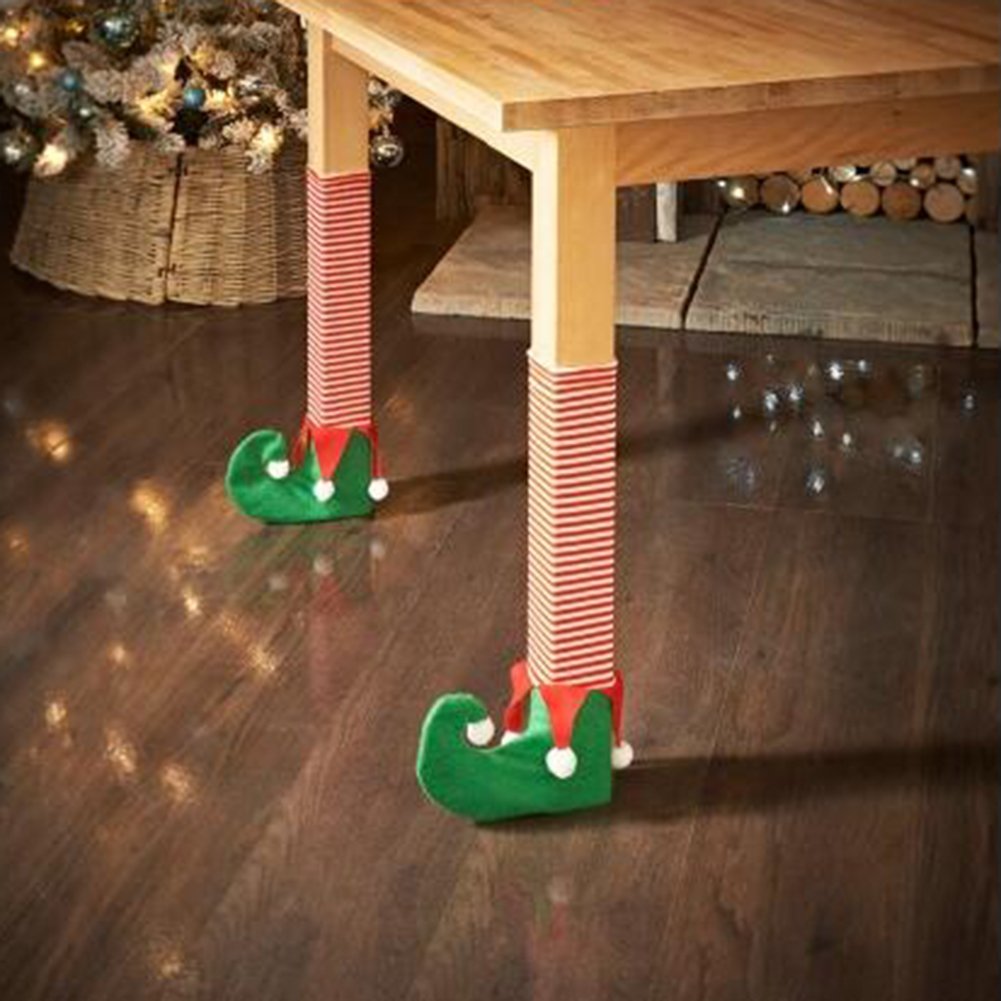 Per 4pcs Christmas Table Chair Leg Covers Protector Socks Santa