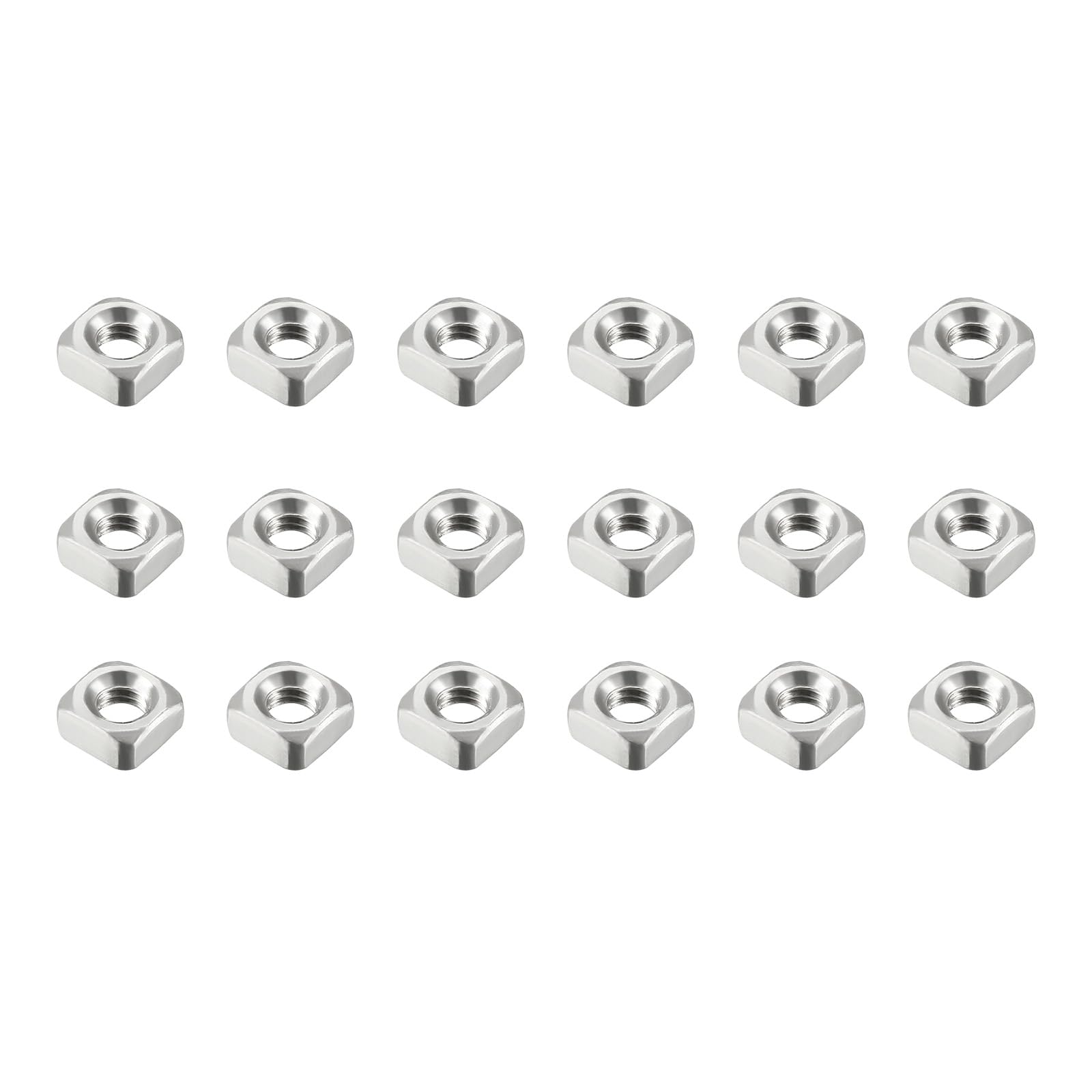 METALLIXITY Square Nuts (M3x0.5mm/0.02") 100Pcs, 304 Stainless Steel Square Machine Screw Nuts - for Indoor and Outdoor, Silver