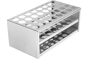 stonylab Test Tube Rack, 32-Hole Stainless Steel Test Tube Rack 0.89 Inches(22.5 mm) Tubes Acid-Alkali Resistant Test Tube Ho